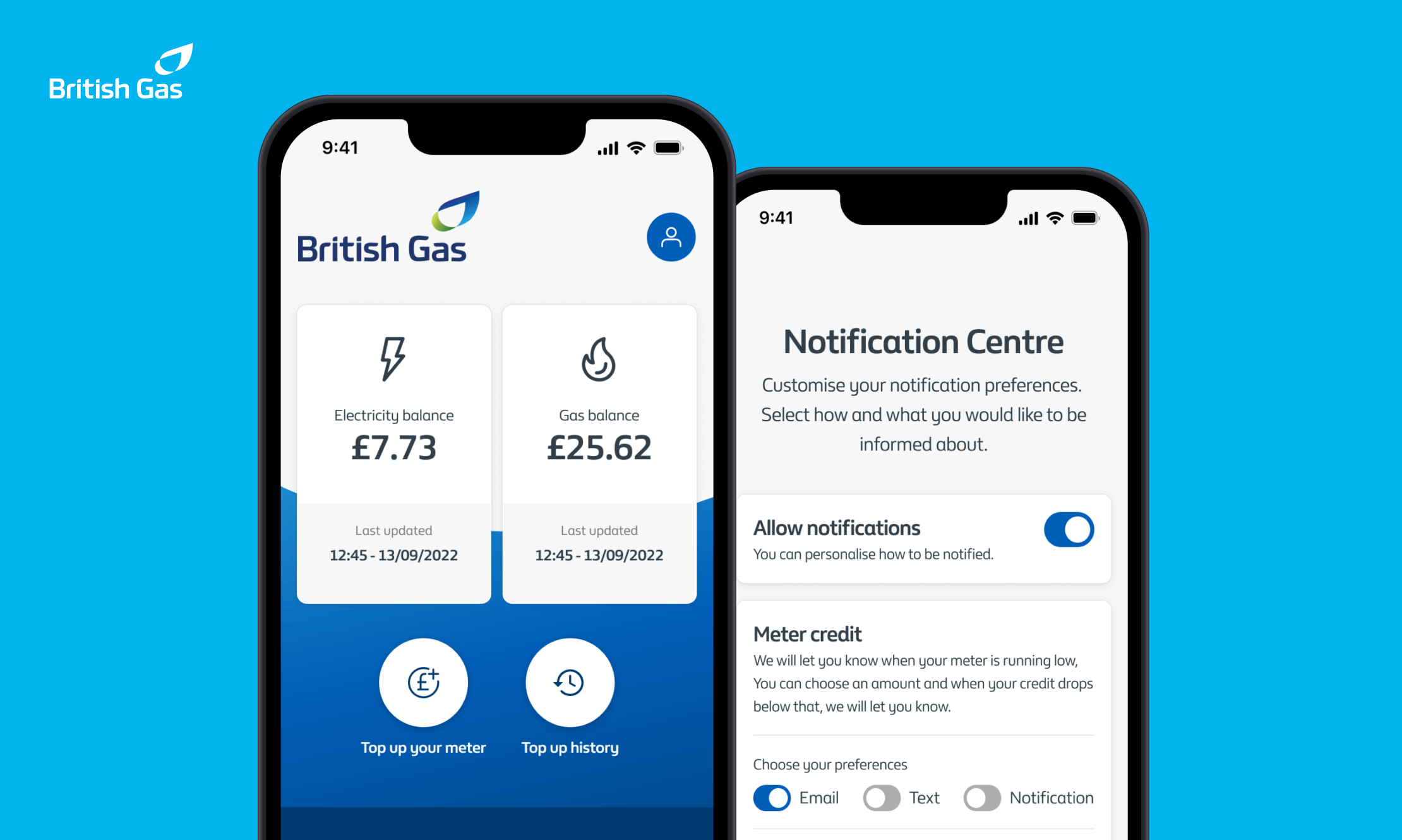 British Gas - mobile app re-design
