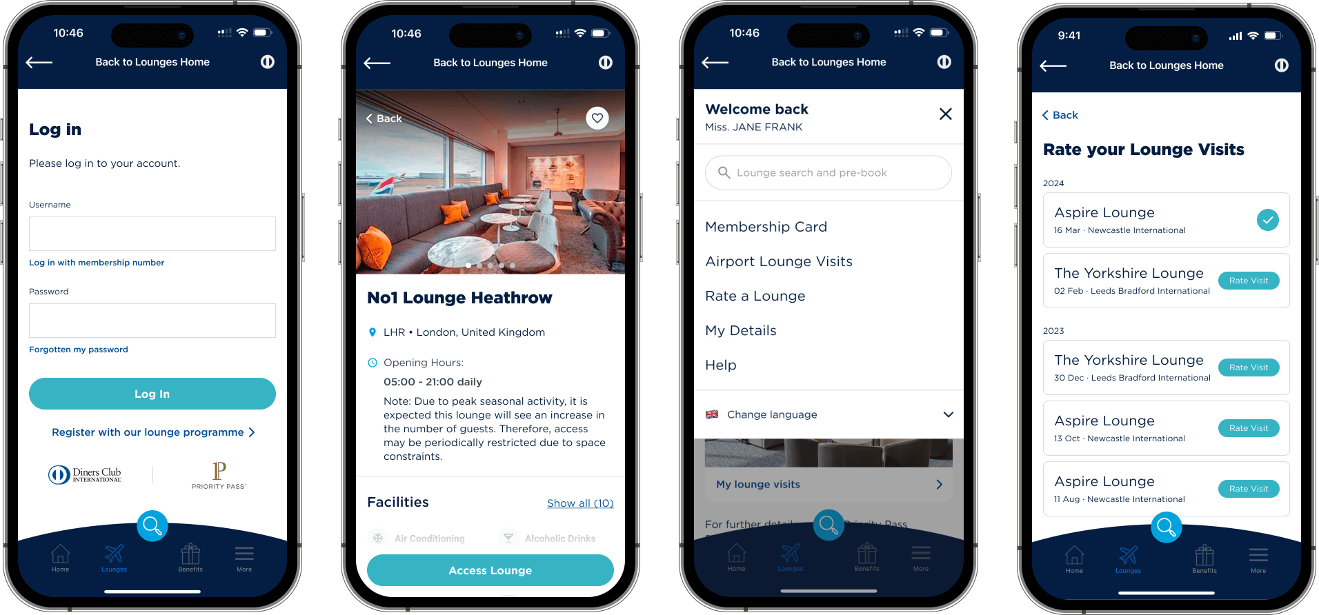 High-fidelity designs - Diners Club App