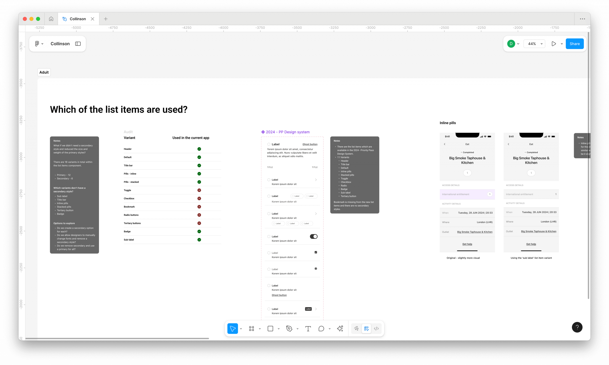 Current design system - component audit